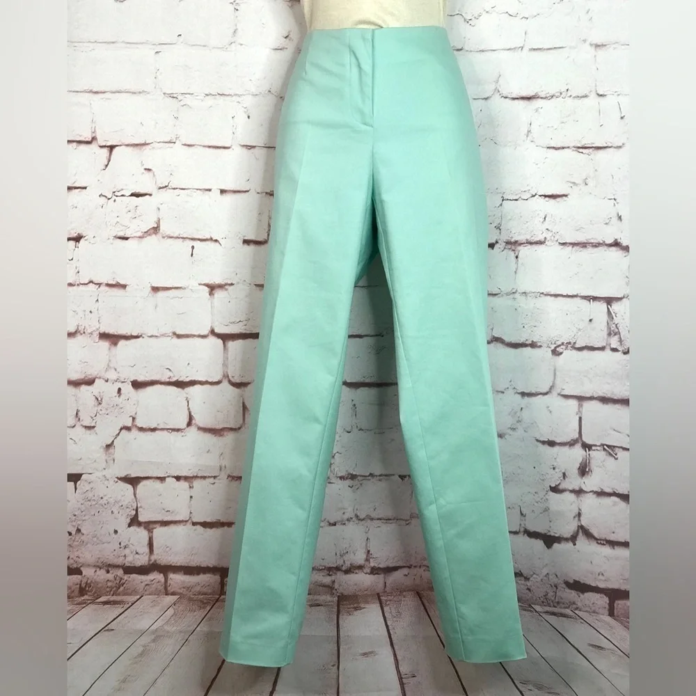 BELLA COLORI Aquamarine Teal Pastel High Waist Tailored Slacks Pants Size 8 - Picture 1 of 16